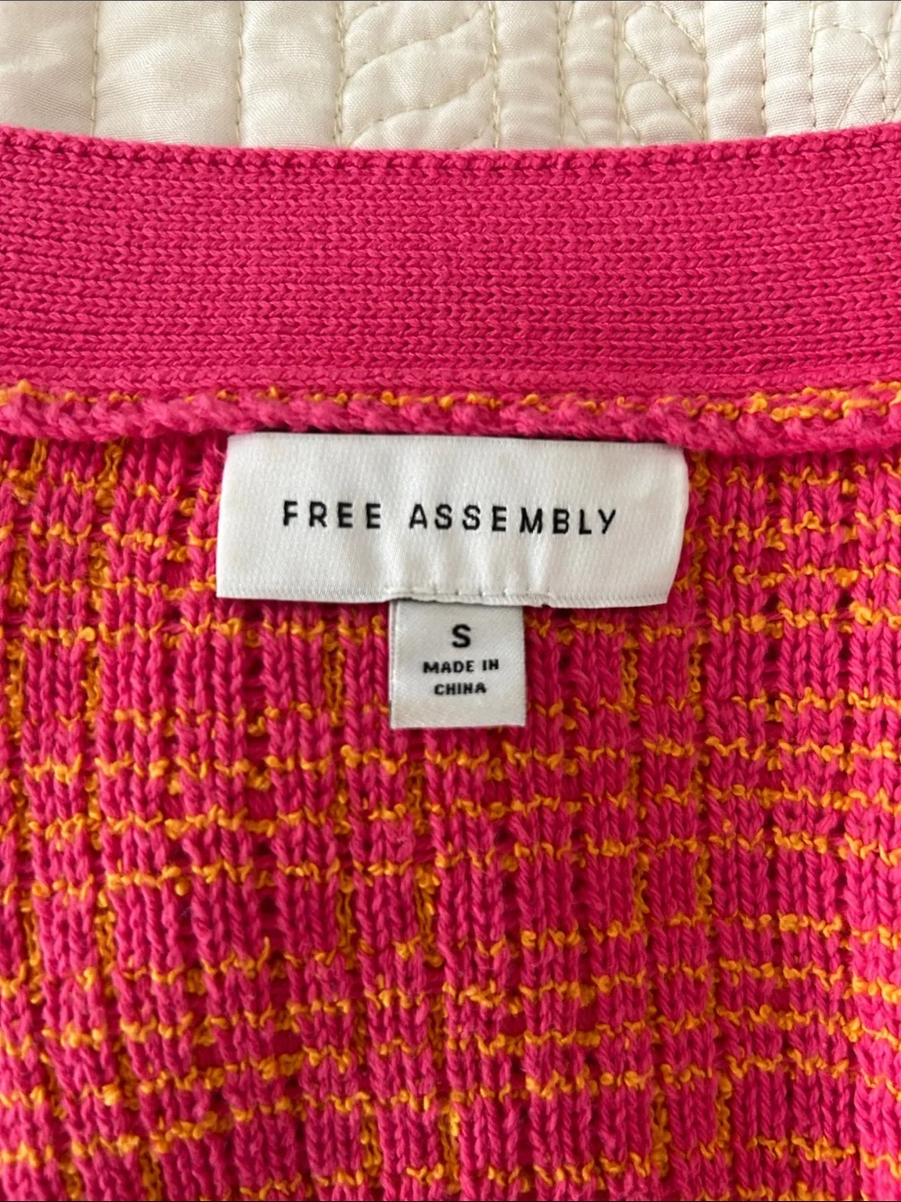 Free Assembly Bright Pink & Yellow Knit Cardigan and Skirt Set Size S